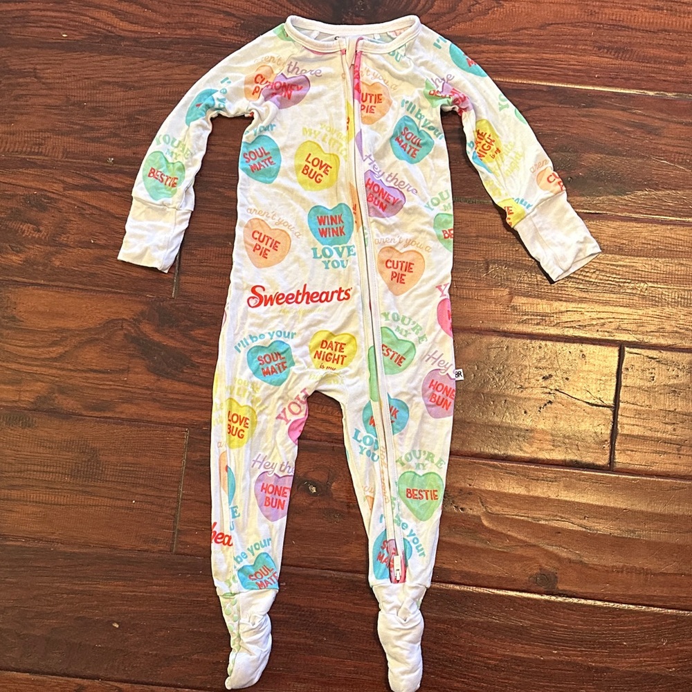 Sweethearts + Bums & Roses Valentines Bamboo Convertible Footie Pajama